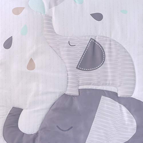 Vivilinen Grey Elephants Baby Crib Bedding Set For Boys Girls 3 Pieces Animals Infant Nursery Baby Crib Comforter Set With Crib Bed Quilt Fitted Sheet Skirt Set For Standard Size Crib #TOP5