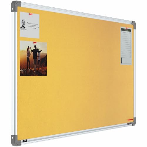 Image of Scholar Art Metis 2x4 Feet Bulletin Board for Study Table & Kids Room | Vibrant & Versatile Crape Cloth + High Density Soft Board for Pinning Photos, Sticky Notes & Reminders (Yellow)