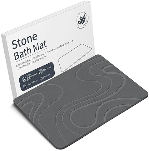 Stone Bath Mat Diatomaceous Earth Shower Mat Non-Slip Super Absor...