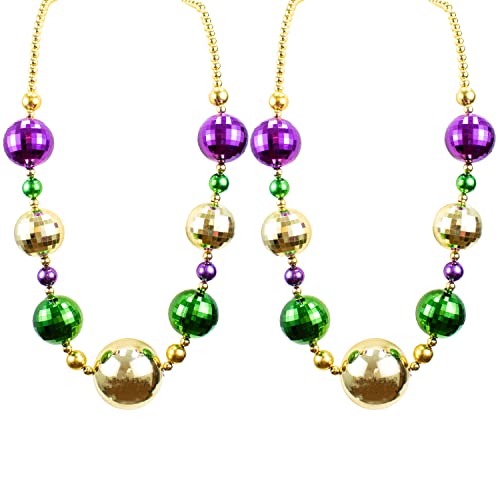 GiftExpress 2PC 44 Inch Mardi Gras Jumbo Bead Necklace for Party Favors Mardi Gras Festival Mardi Gras Parades