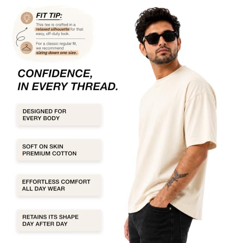 Image of Men's Pure Cotton Oversized Fit Round Neck T-Shirt