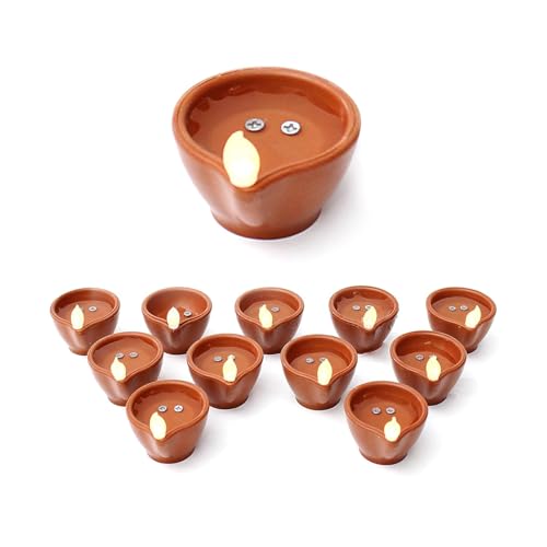 Image of K D 12 Pcs Water Sensor Diya Lights Yellow Colour- Electric Flameless & Smokeless LED Diyas | Eco-Friendly Warm Ambient Lights for Home Decor & Festivals, Diwali Purpose(Water Diya Pack of 12)