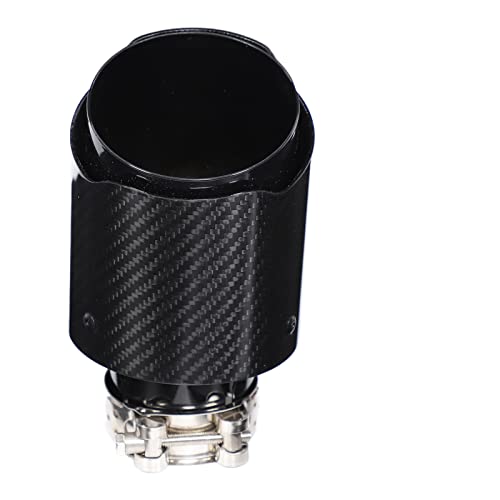Punta de escape universal de acero inoxidable, 63-101mm Punta de escape universal de acero inoxidable, fibra de carbono brillante Coche Tubo de escape recto Punta trasera Cola Garganta