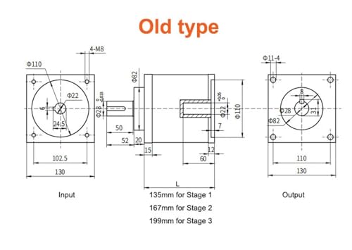 Réducteur planétaire PX36 130mm avec rapport 3:1 pour servomoteur - 4