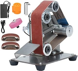 Electric Belt-Sander Polishing-Grinding Sharpener Adjustable - 13 x 1.2inch DIY Power Sanding Machine Cutter Edges Mini Bench Belt Grinder Kit, 7-Speed Multifunctional for Knife Making, Woodworking