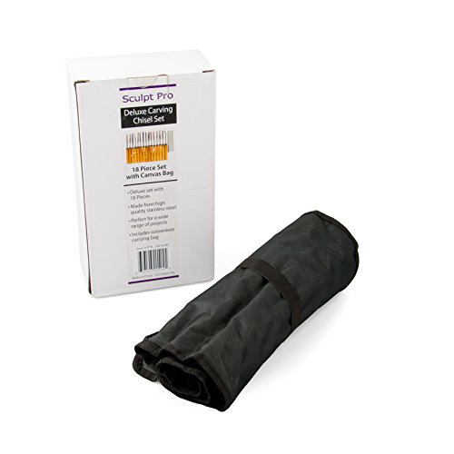 Professional 18 Piece Wood Carving Tools Starter Set- Stainless Steel Chisel Carver Kit w Free Carrying Case - Deluxe Beginner Pack w 15 Chisels and 3 Sharpening Files