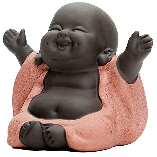 Fayemint Estatua de Buda de Cerámica, Buda Sonriente, Estatua de Buda Creativa, Pequeña Figura de Buda,Ornamentos de Regalo, Arte de Cerámica Delicada y Artesanía