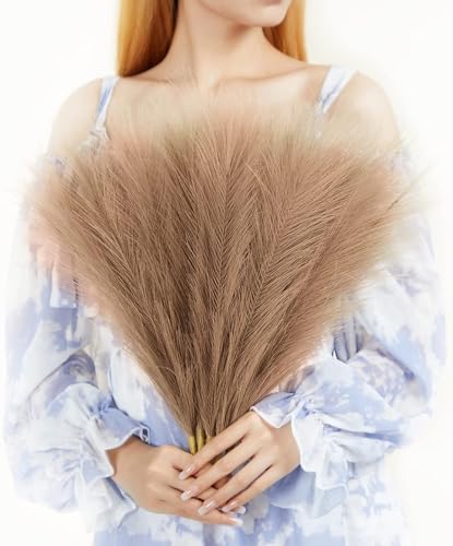 Image of SATYAM KRAFT 12 Pcs Faux Pampas Grass Small Artificial Flowers | Fake Flower for Vase Decoration, Home Decor, Office, Bedroom, Table, Balcony, Corner Styling and Craft Items Corner