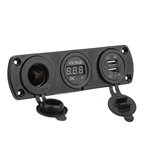 Prise Allume-Cigare, 3 en 1 Double USB Chargeur de Voiture Noir Anti-âge étanche Protection Multiple pour Marine pour Camping-Car pour Camion