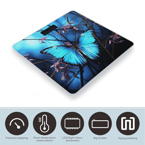 Báscula Digital de Baño Azul con Mariposa y Bambú miniatura 3