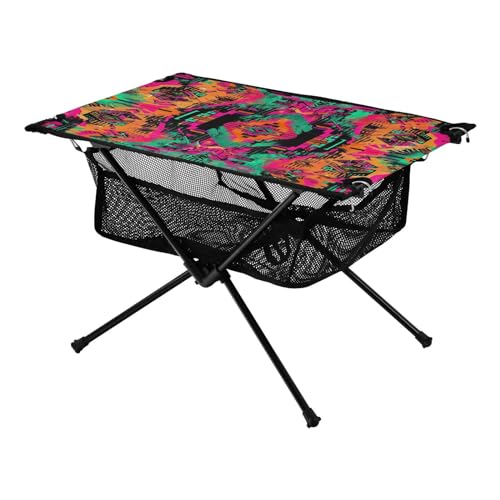 Mesa de Camping Plegable GOODOLD Diseño Tribal Colorido, Portátil y Fácil de Doblar
