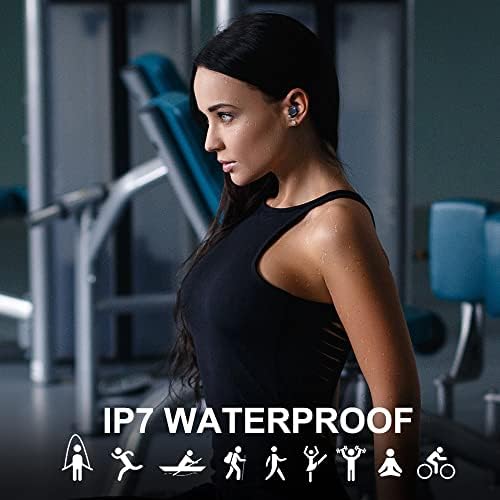 Wireless Headphones, Rinsmola Wireless Earbuds Headphones with Mic, Mini Bluetooth 5.0 Headphones In Ear with Charging Case, IP7 Waterproof Bluetooth Earphones, HI-FI Stereo/LED Display for Work/Sport