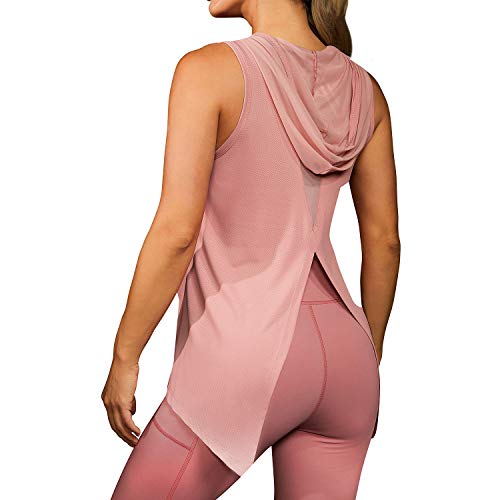 DIRASS Womens Workout Tank Tops Running Shirts Women Open Back Tank Tops for Women(Pink,Small)
