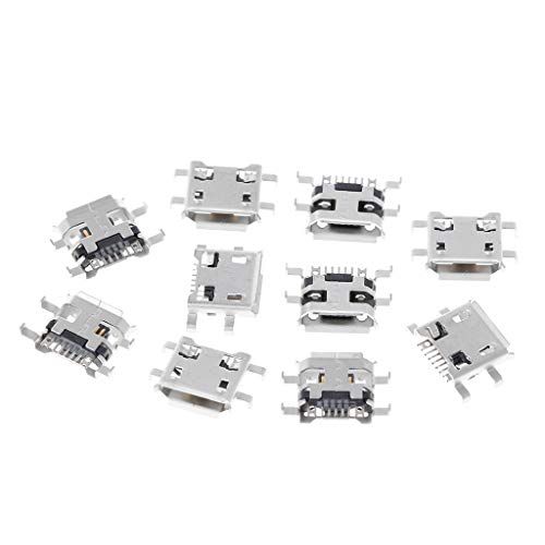 Rtengtunn 10 Pieces Micro USB B Female Socket Connector 5Pin 0.72mm For Phone Tablet Charging