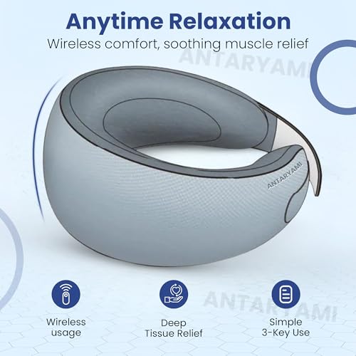 Image of Neck Massager with Heat | Pain Relief Deep Tissue, Intelligent High-End Shiatsu Vibrating Massage | Electric Massager for Neck Relaxation, Wireless Massager for Home and Office (blue)