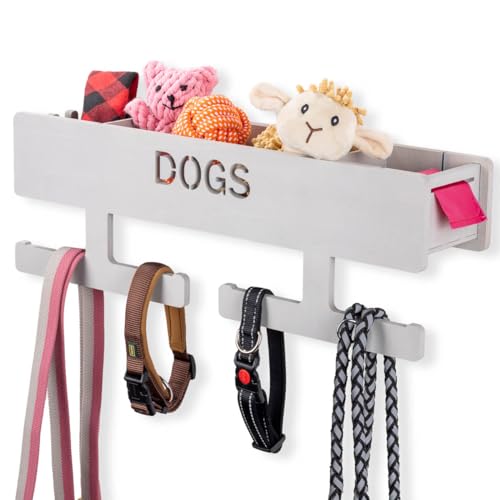 INEXTERIOR Hundegarderobe XL - Leinenhalter mit großer Ablage - Hundezubehör - DOGS - aus Birkenholz - personalisierbar - Made in Germany
