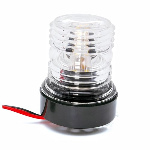 Generic 1Pc Navigation Lighting Boat LED Light 12V 24V Anchor Lamp Yacht Stern Light,360 Degree 3 Color All Round Waterproof Boat Light Yacht Sailing Lamp (White)