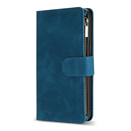 Zzxx Iphone 12 Mini Wallet Case With Card Slot Premium Soft Pu Leather Zipper Flip Folio Wallet With Wrist Strap Kickstand Protective For Iphone 12 Mini Case Wallet(Blue 5.4 Inch) #TOP1