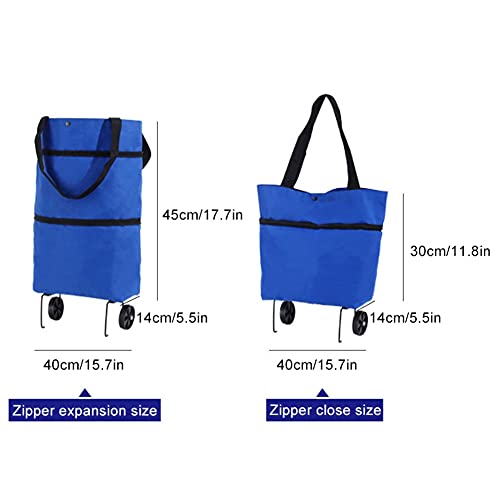 Oxford Cloth Folding Shopping Bag, EFINNY 1 Pc Solid Farbe Einkaufstrolley Tasche Rolling Shopping Bag, faltbar, leicht… – Bild 8