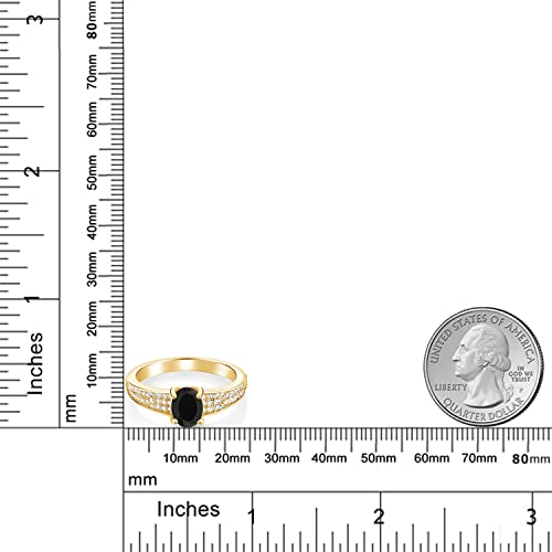 Gem Stone King 18K Yellow Gold Plated Silver Black Onyx Engagement Ring For Women (2.08 Cttw, Oval 8X6MM, Gemstone December Birthstone, Available In Size 5, 6, 7, 8, 9)3
