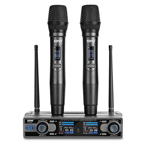 Sgpro Handheld Wireless Microphones System For Stage, Live House, Clubs, Cinema, Church, School & Home Karaoke Aa Batteries Powered Mics 6 Hours Stamina Powerful Functions (D-332 | Dual System) #TOP18