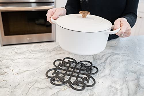 GASARE-Cast-Iron-Trivet-for-Hot-Dishes-Pots-and-Pans-Metal-Trivet-Classic-Design-Rubber-Feet-Caps-Ring-Hanger-9-Inches-Brown-1-Unit GASARE Cast Iron Trivet for Hot Dishes Pots and Pans Metal Trivet Classic Design Rubber Feet Caps Ring Hanger 9 Inches Brown 1 Unit