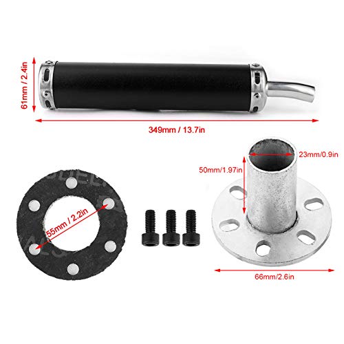 Silencieux D'échappement Pratique 20mm Pour Motos 2 Temps | Réduction De Bruit, Acier Inox, Noir