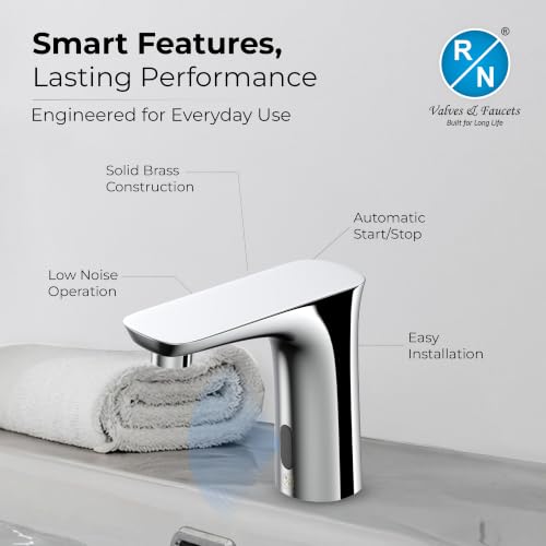 Image of RN Automatic Touchless Sensor Faucet for Wash Basin, Motion Sensor Bathroom Sink Tap, Hands-Free Smart Faucet with Chrome Finish, Water Saving Kitchen & Bath Fixture (Pillar Body.5)
