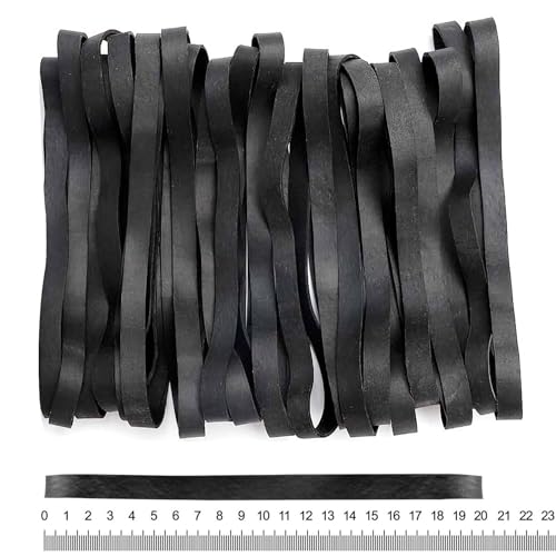 20 * 1cm Heavy Duty Rubber Bands 20 Pcs Large Black Thick Elastic Rubber Bands Trash Can Band Rope Strong Durable Wide Wrapping Bands for Industrial Home Office School File Folders Garbage Can