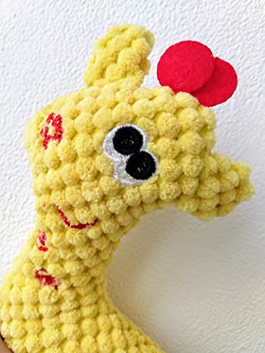 Brinquedo de pelúcia e corda para cachorro - girafinha rosa, azul ou amarela (Amarelo)