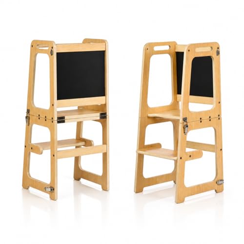 Ariro Wooden Learning Tower for Toddlers | Montessori Kitchen Helper Stool | Convertible to Table & Chair | Adjustable Height | Step Stool | Safe & Independent Play for Kids