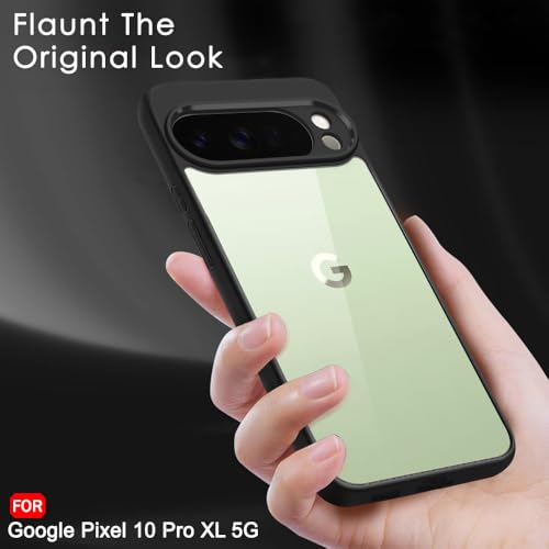 Image of TheGiftKart Ultra-Hybrid Shockproof Back Cover Case for Google Pixel 10 Pro XL | Camera Protection Bump | Hard Back Cover Case for Pixel 10 Pro XL (PC & TPU, Transparent Clear Back, Black Sides)