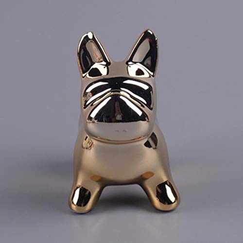 FUYIO Bulldog Stainless steel Crafts Sculpture Creative Gifts Modern Simple Home Decorations Statues Coin Desktop Ornament,golden