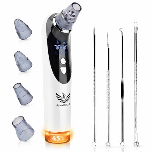 Succionador de Puntos Negros Eléctrico con Calor 45 °C – Limpiador de Poros Facial y Nasal Profesional – Eliminador de Espinillas y Acné – APEXGODS