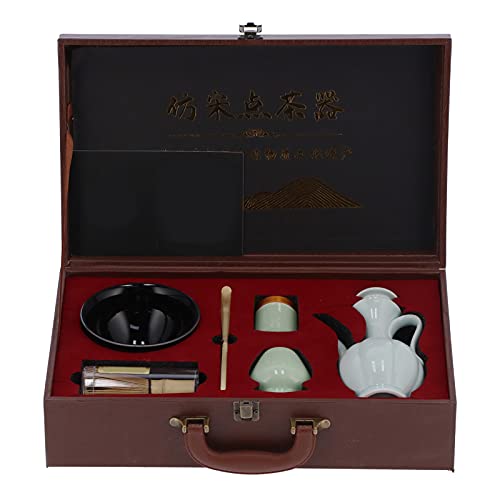 Yosoo123 Juego de té japonés, Juego de batidor de té Matcha de 8 Piezas, Soporte para batidor de bambú, Kit de Polvo de…