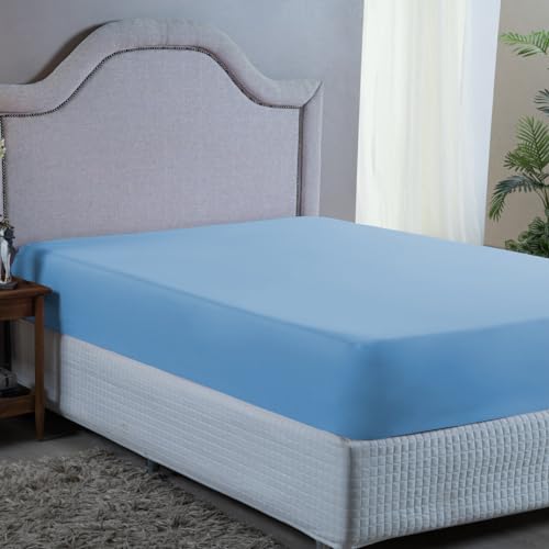 Jogo Lençol Super King 400 Fios Micro Percal Toque Aveludado 3 Peças Roupa de Cama com Elástico e Fr