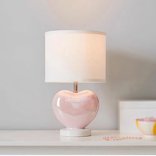 Miniatura 5 de Lámpara para escritorio simple de cerámica arco iris corazón lámpara de mesa dormitorio mesita de noche rosa retro lámpara de mesa escritorio