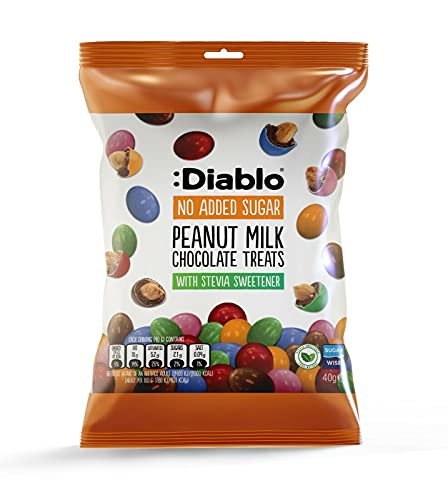 Diablo Peanut Milk Chocolate Treats | No Added Sugar| Sweetened with Stevia | Diabetic Chocolate Hamper Basket Available - Perfect for Gifting | 40g (Pack Of 1)