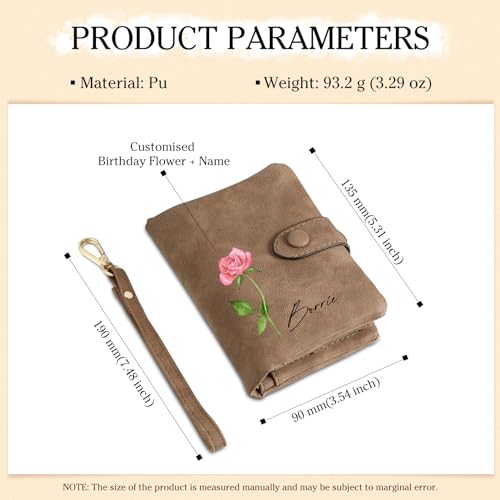 Nobelook PU Leather Women's Wallets for Women Mother Grandma - Stylish and Practical Ladies Wallet with Birthday Flowers Design (Brown)2