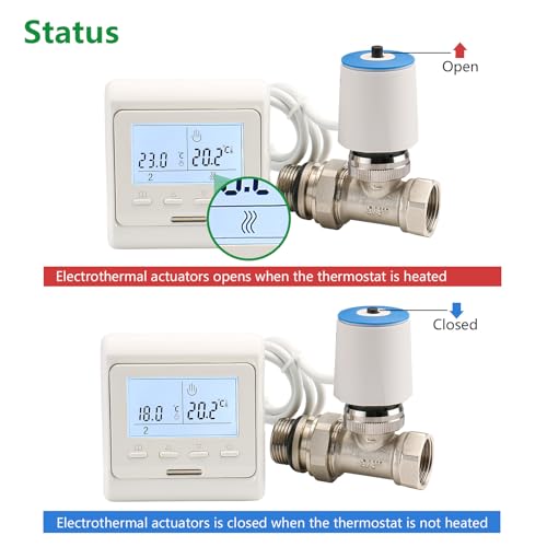 Wengart Underfloor Heating Actuator WG2208,AC230V M30*1.5 On/Off Status Visible,Use with Thermostat to Save Energy Effectively - Image 4