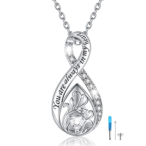 Sterling Silver Urn Necklace for Ashes for Women: Infinity Cremation Jewelry for Women - Ashes Keepsake Pendant Memorial Jewelry Gifts for A Loss of Loved Ones