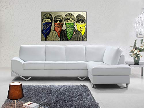 Bandana Beatles Reproduction de peinture sur toile encadrée Décoration murale 102 x 76 cm Profondeur 38 mm - Les Beatles, Paul McCartney, John Lennon, RIngo Starr, George Harrison Bandana Beatles Reproduction de peinture sur toile encadrée Décoration murale 102 x 76 cm Profondeur 38 mm – Image 4