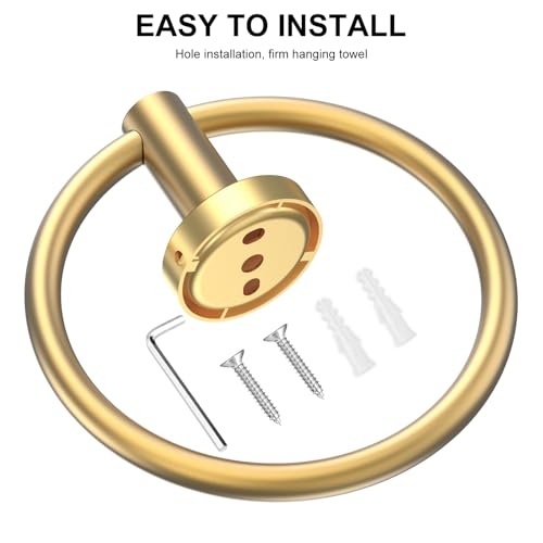 Image of SetSail Towel Holder for Bathroom Wall Gold Towel Ring Stainless Steel Hand Towel Holder for Bathroom, Kitchen Drill Hole, 2 Packs