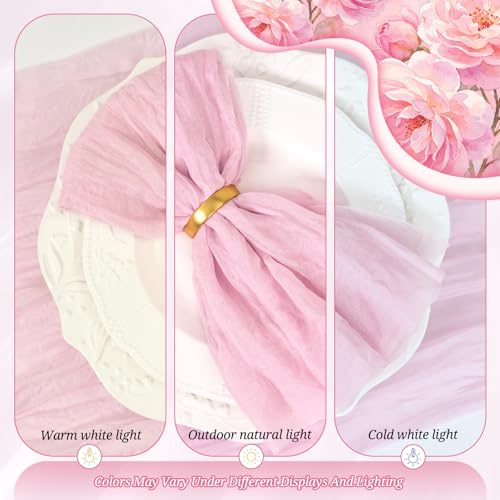 60 Pack Pink Cheesecloth Napkins 20"x20" Rustic Gauze Napkin Cheese Cloth Napkins Bulk Boho Washable Dinner Table Napkins for Wedding Party Bridal Baby Shower Birthday Decor by Showgeous - Used condition - Image 5