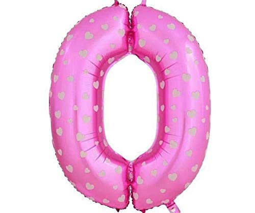 Image of AMFIN 17 inch 0 Number Foil Balloon, Birthday Decoration Items [Helium Supported] - Pink