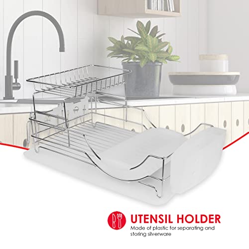 Home Basics Dd30465 Deluxe 2-Tier Dish Rack And Drainer, White #TOP2