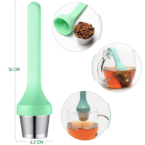 2Pcs Tea Infuser,Extra Fine Mesh Tea Cup Filter Silicone Handle Perfect Tea Steeper For Loose Leaf Tea Or Herbal Tea For Mugs & Teapot, Easy Clean And Safe (Green And Red) #TOP1