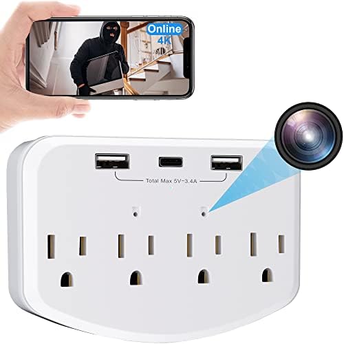 Buedarate Hidden Camera Wall Charger with WiFi Spy Camera Hidden Cameras Outlet HD 1080P Wireless for Home Security Secret Camera with USB Fast Charger 20W PD Charging Port Wall Charger Nanny Cam