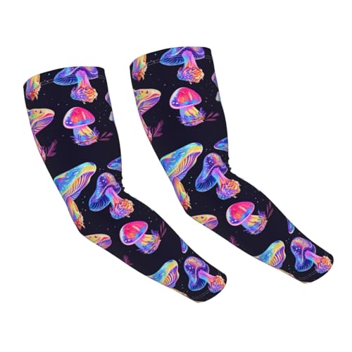 Vykmvtyb The Various-Mushrooms Pattern Sun Protection Cooling Arm Sleeves For Men Women, Uv Compression Cooling Sleeve For Sports,Cooling Comfort, And Versatility