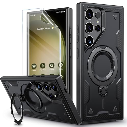 Image of for Samsung Galaxy S23 Ultra Case Magnetic with stand, with Mag-Safe, with Screen Protector, Wireless Charging, Shockproof for Samsung S23 Ultra 5G Phone Case, Ring Holder Cove, for Samsung S23 Ultra
